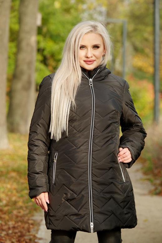 Kurtka zimowa - KP100-10 wzór zygzak (czarny) + biała wypustka