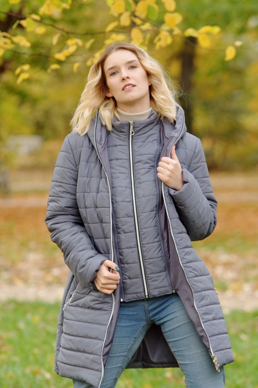 Kurtka zimowa - KP100-5 (szarość - pasy)