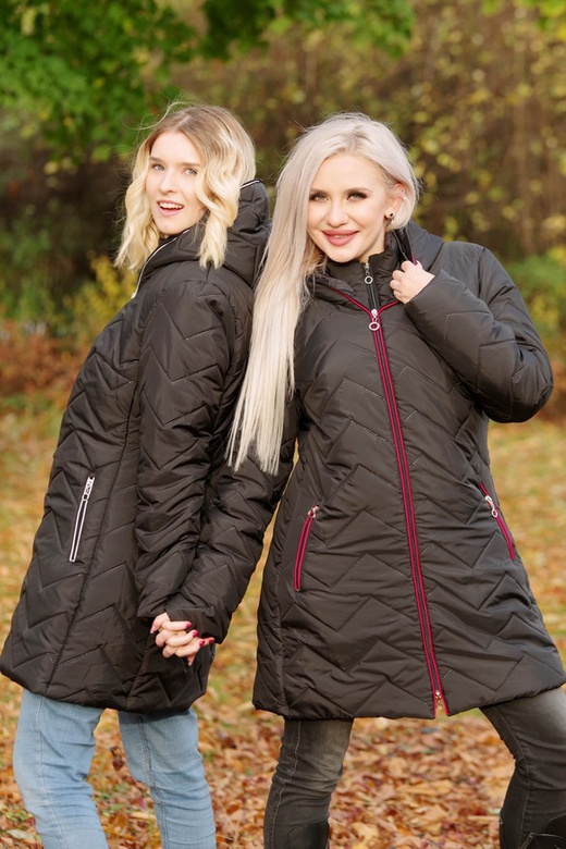 Kurtka zimowa - KP100-9 wzór zygzak (czarny) + czerwona wypustka