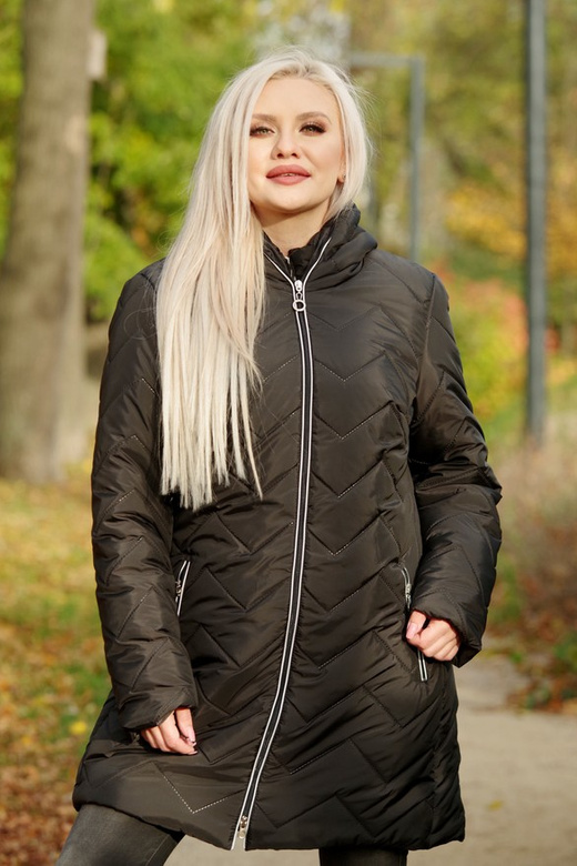 Kurtka zimowa - KP100-10 wzór zygzak (czarny) + biała wypustka