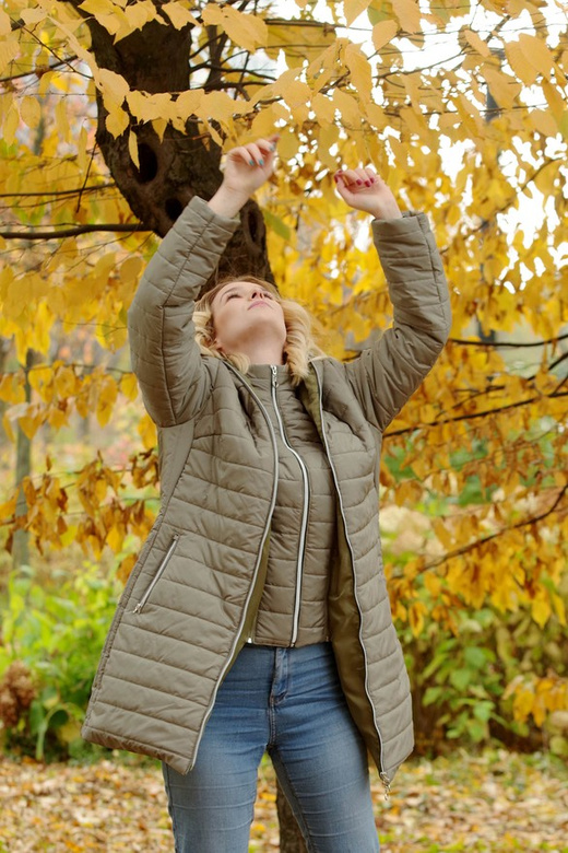 Kurtka zimowa - KP100-4 (oliwka - pasy)