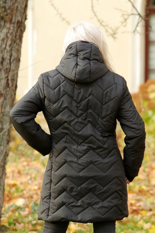 Kurtka zimowa - KP100-10 wzór zygzak (czarny) + biała wypustka