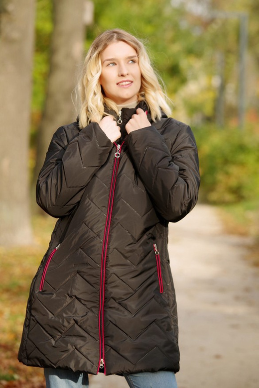 Kurtka zimowa - KP100-9 wzór zygzak (czarny) + czerwona wypustka