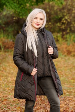 Kurtka zimowa - KP100-9 wzór zygzak (czarny) + czerwona wypustka