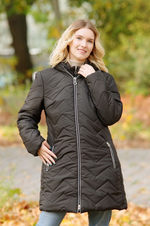 Kurtka zimowa - KP100-10 wzór zygzak (czarny) + biała wypustka