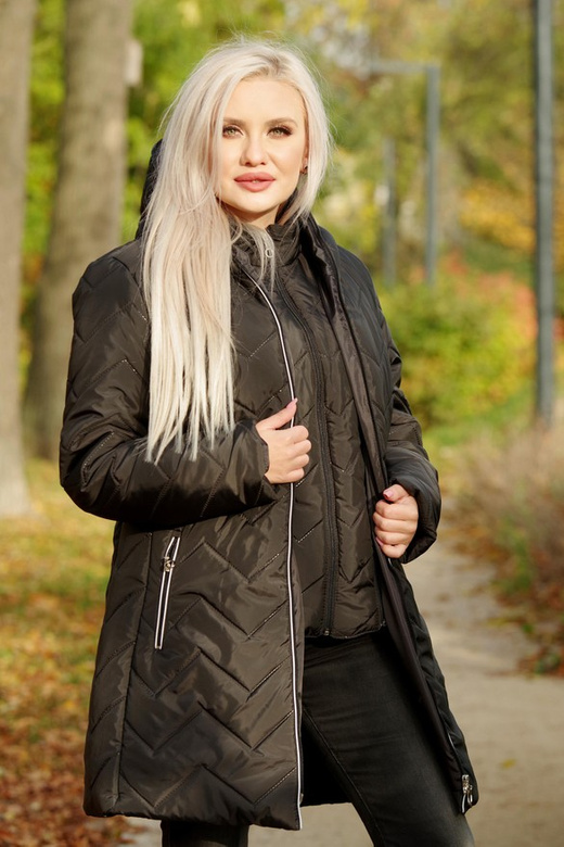 Kurtka zimowa - KP100-10 wzór zygzak (czarny) + biała wypustka