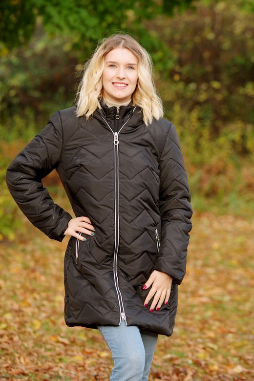 Kurtka zimowa - KP100-10 wzór zygzak (czarny) + biała wypustka