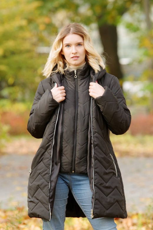 Kurtka zimowa - KP100-10 wzór zygzak (czarny) + biała wypustka