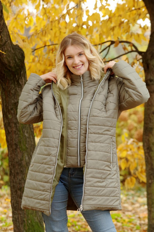 Kurtka zimowa - KP100-4 (oliwka - pasy)